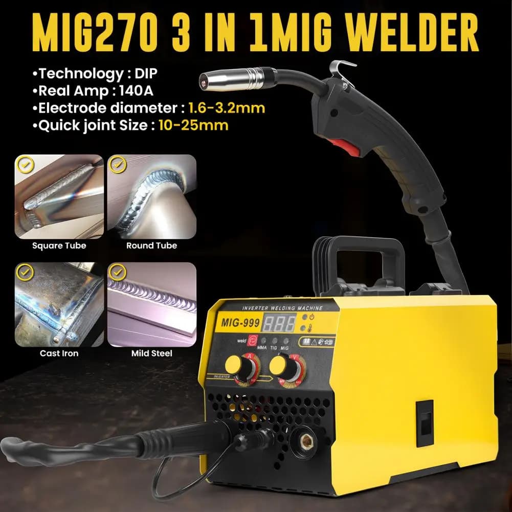 3-in-1 Gasless MIG Welder Machine, 140A Portable Welding Kit for Home, 110V/220V Dual Voltage Welding Machine