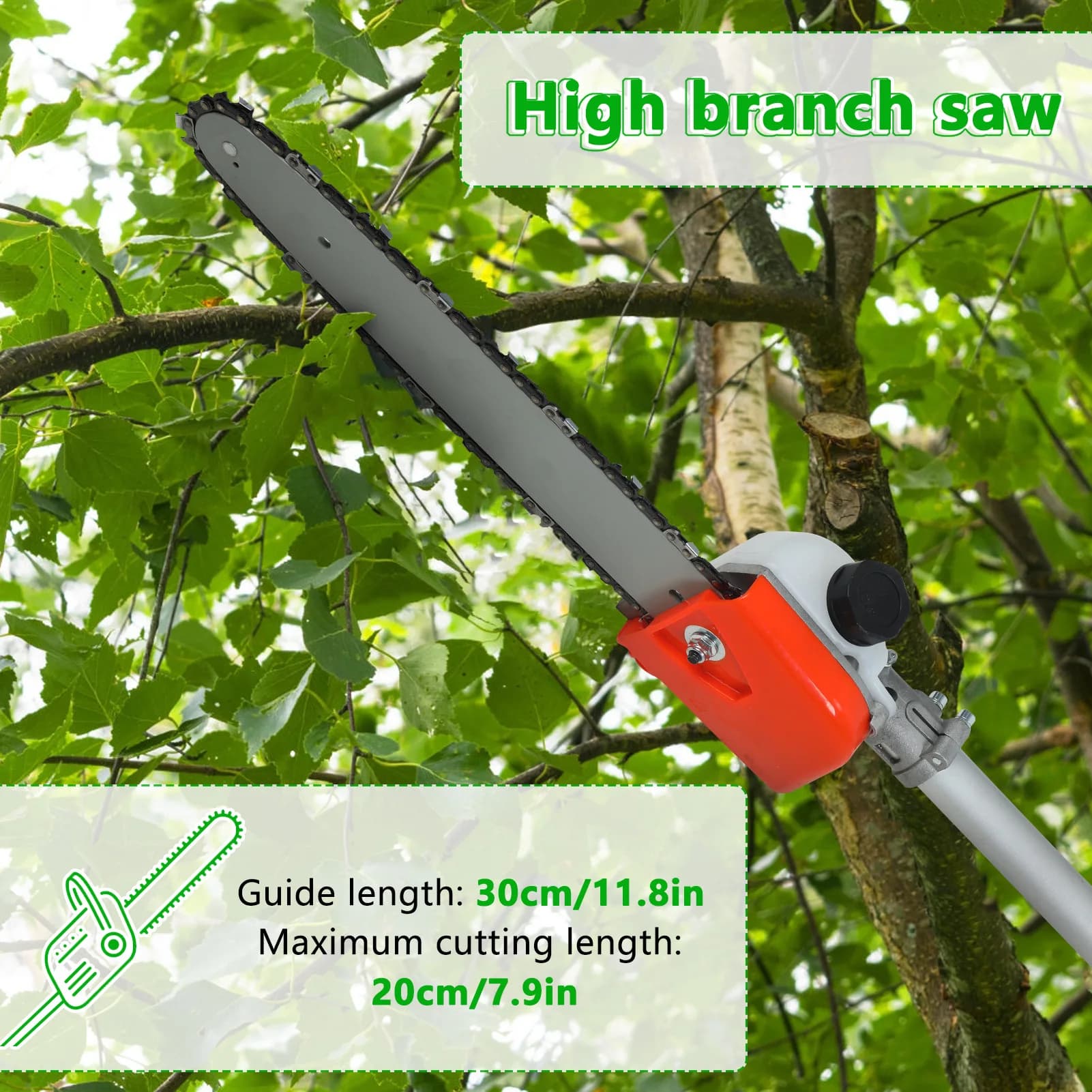 Gas Lawn Mower, 8 in 1 Weed Wacker Gas Powered 52CC 2-Cycle Hedge Trimmer String Trimmer Brush Cutter Edger Pole Saw Chainsaw