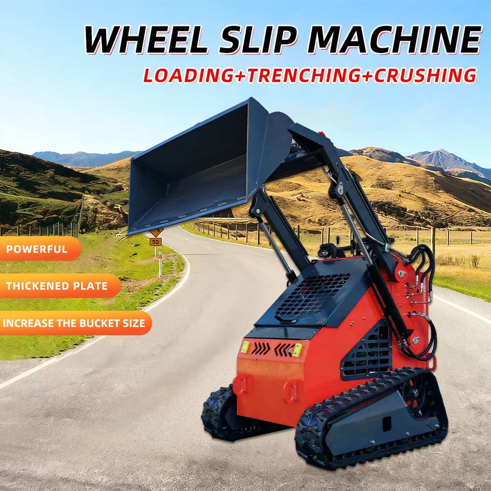 Compact Track Skid Steer Loader 360° Rotation for Narrow Space Work Track Skid Steer Loader Diesel Engine Loader forSnow Removal