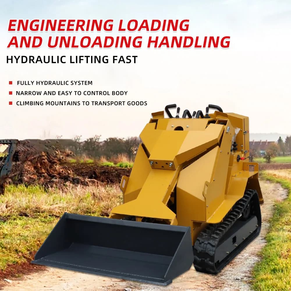 Compact Track Skid Steer Loader 360° Rotation for Narrow Space Work Track Skid Steer Loader Diesel Engine Loader forSnow Removal