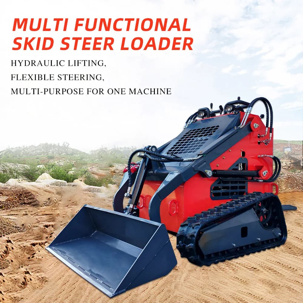 Compact Track Skid Steer Loader 360° Rotation for Narrow Space Work Track Skid Steer Loader Diesel Engine Loader forSnow Removal