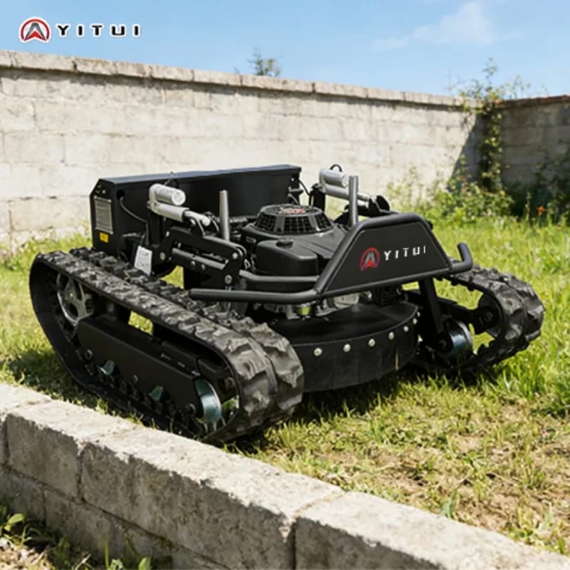Popular Chinese Petrol Tracked RC Lawn Mower - Self-Propelled Crawler Equipment for Hillside Lawn Maintenance Customized