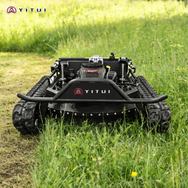 Popular Chinese Petrol Tracked RC Lawn Mower - Self-Propelled Crawler Equipment for Hillside Lawn Maintenance Customized