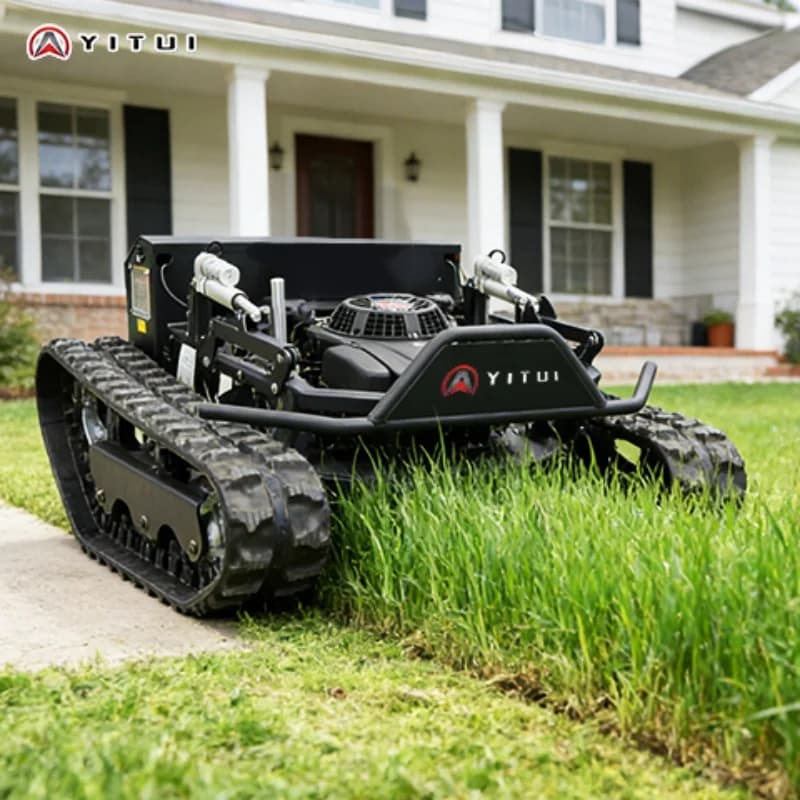 Popular Chinese Petrol Tracked RC Lawn Mower - Self-Propelled Crawler Equipment for Hillside Lawn Maintenance Customized